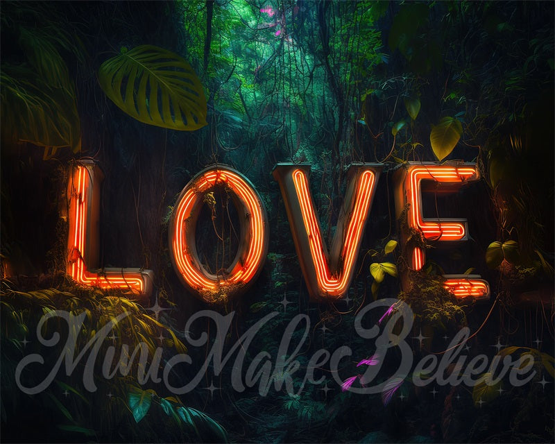 Kate Valentine Jungle Neon Light Love Letters Backdrop Designed by Mini MakeBelieve