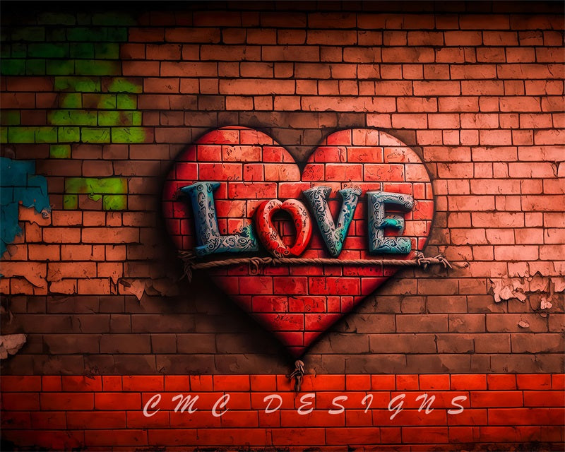 Sfondo d'amore a muro di mattoni progettato da Candice Compton