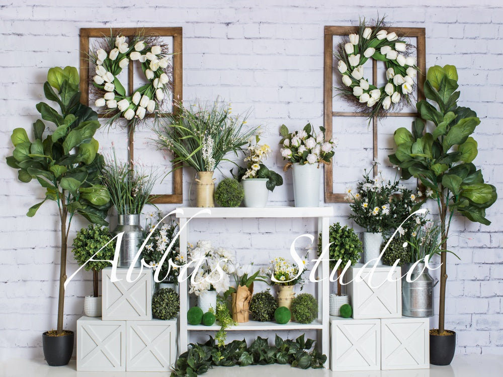 Kate Green and White Spring Feels Backdrop Designed by Abbas Studio