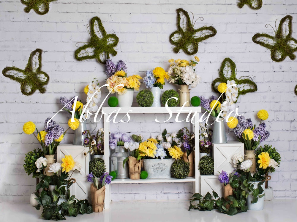 Kate Spring Butterfly Brick Wall Backdrop Designed by Abbas Studio