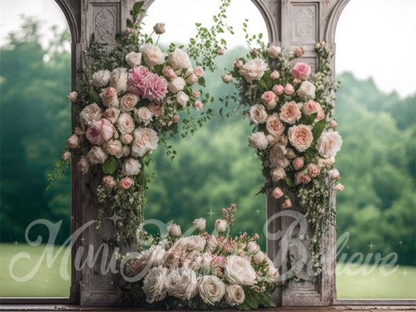 Kate Painted Outdoor Wedding Mothers Day Panels with Roses Backdrop Designed by Mini MakeBelieve