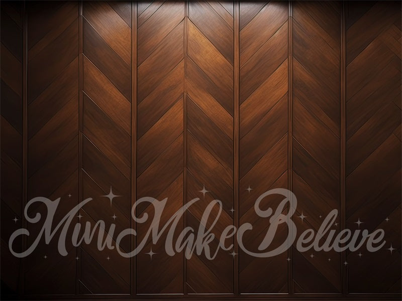 Pannello di sfondo in parquet di legno marrone progettato da Mini MakeBelieve