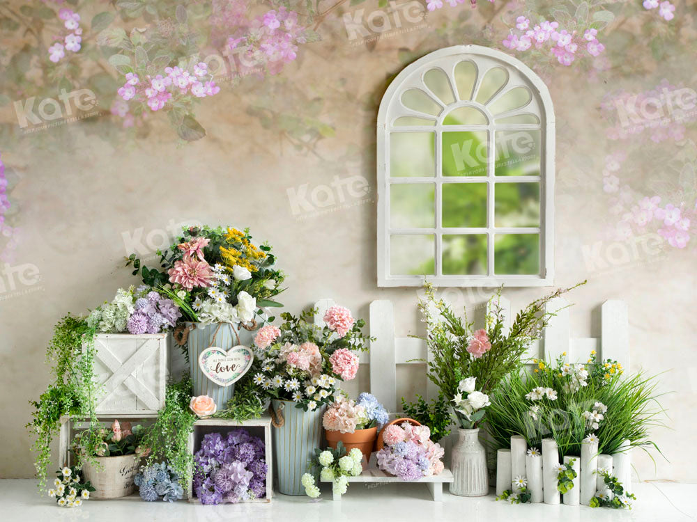 Ventana de flores de primavera rosa diseñada por Emetselch