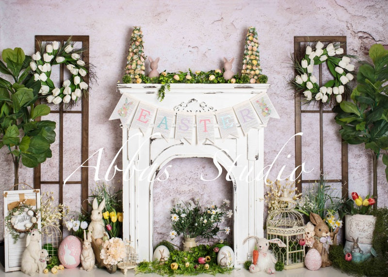 Kate Spring Easter Bunny Fireplace Backdrop Designed by Abbas Studio