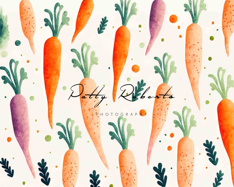 Fondo de zanahorias en acuarela de Pascua diseñado por Patty Robert.