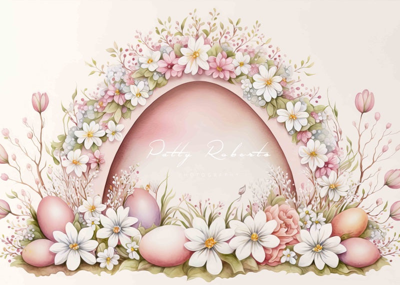 Sfondo ad arco di Pasqua rosa acquerello progettato da Patty Robert