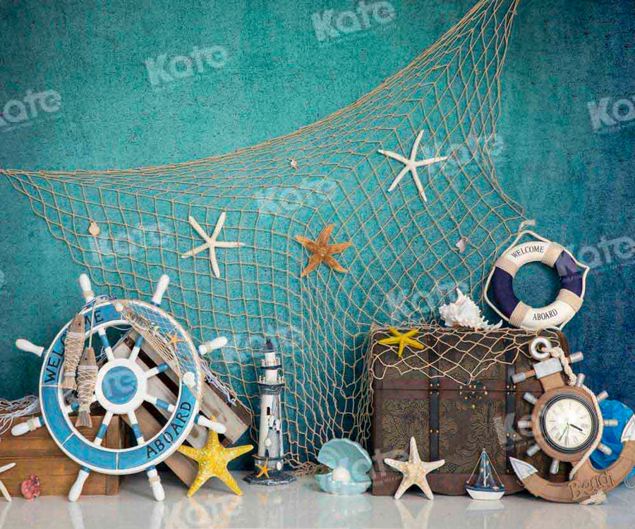 Kate Summer Sailor Fishing Marine Life Backdrop Designed by Emetselch