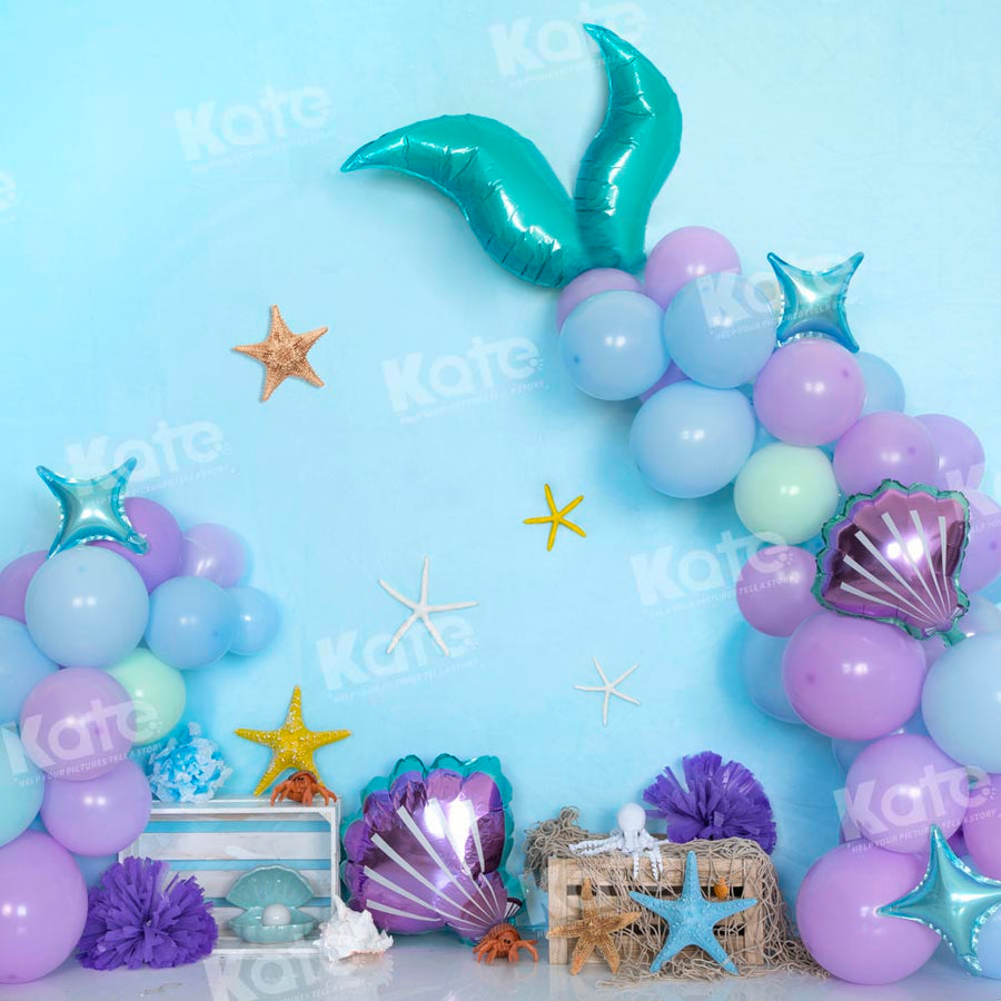 Kate Summer Mermaid Balloon Underwater Cake Smash Backdrop Designed by