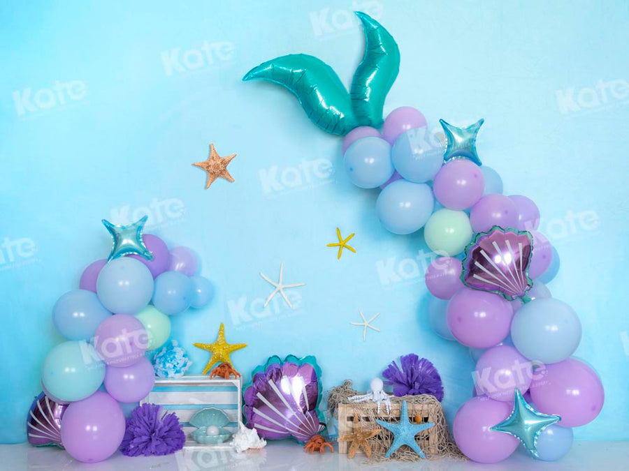 Kate Summer Mermaid Balloon Underwater Cake Smash Backdrop Designed by