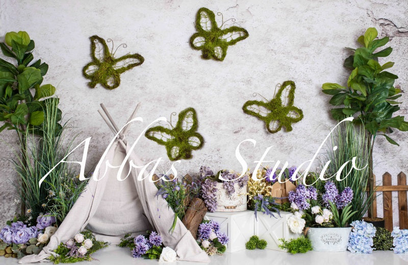 Kate Spring Floral Tent Butterfly Backdrop Designed by Abbas Studio