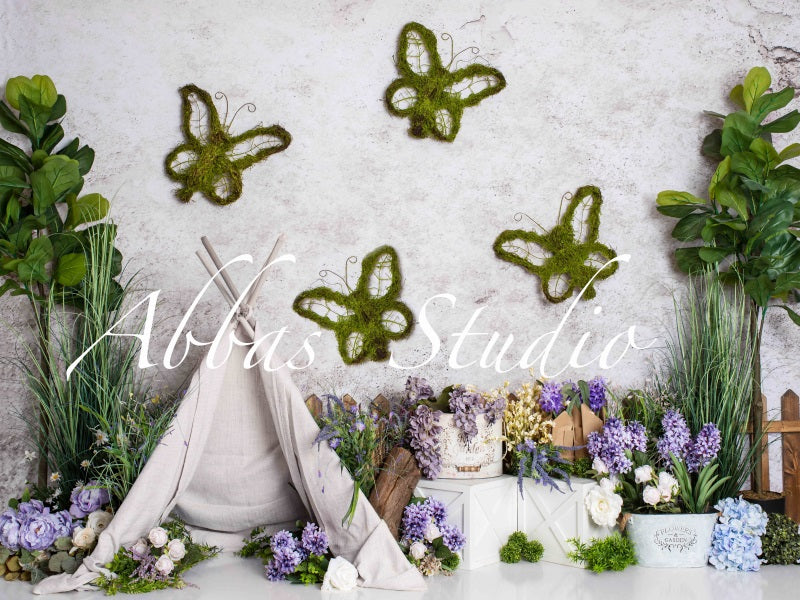 Kate Spring Floral Tent Butterfly Backdrop Designed by Abbas Studio