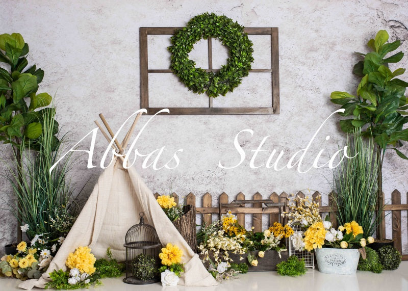 Kate Spring Yellow and Green Tent Backdrop Designed by Abbas Studio