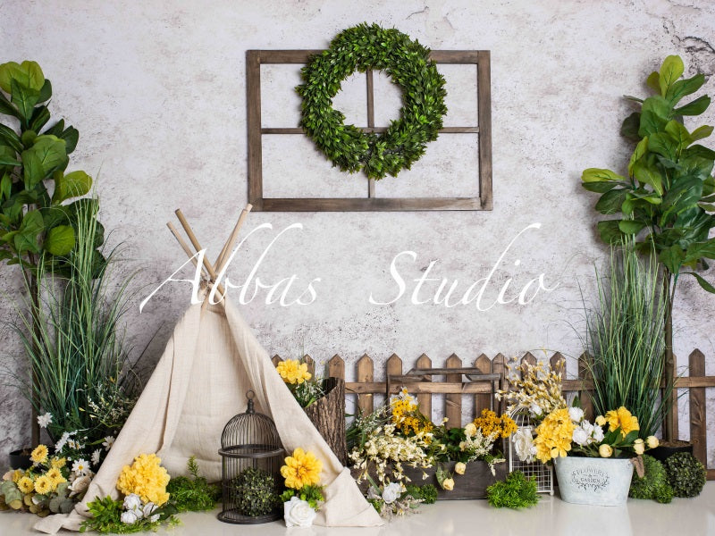 Kate Spring Yellow and Green Tent Backdrop Designed by Abbas Studio