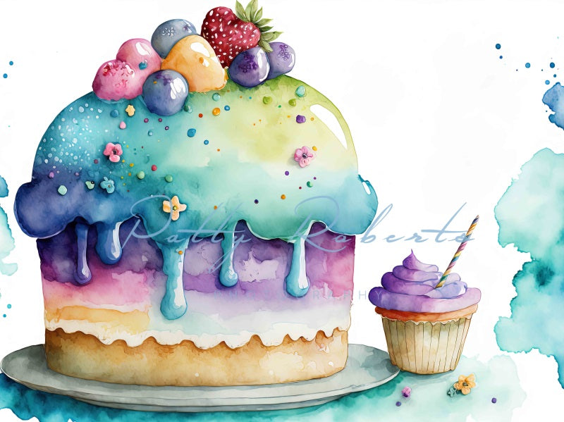 Arcobaleno Dolcezza Cake Smash Sfondo disegnato da Patty Robert