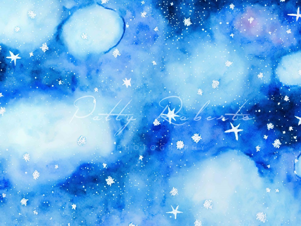 Fondo de estrellas en tonos azules y cósmicos diseñado por Patty Robert