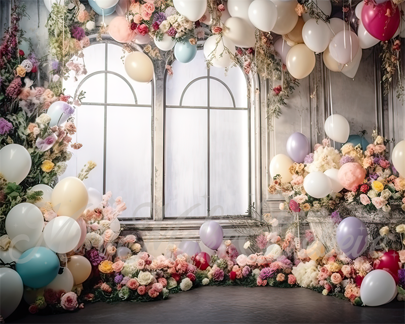 Schilderachtige lente verweerde donkere feestkamer trouwverjaardagsachtergrond ontworpen door Mini MakeBelieve