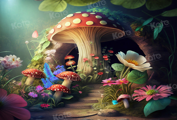 Kate Alice Mushroom House Fairy Tale Backdrop Designed by Chain Photography