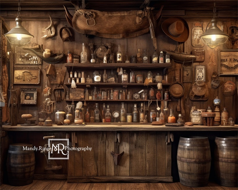 Oude Westerse Cowboy Saloon Muurachtergrond Ontworpen door Mandy Ringe Fotografie
