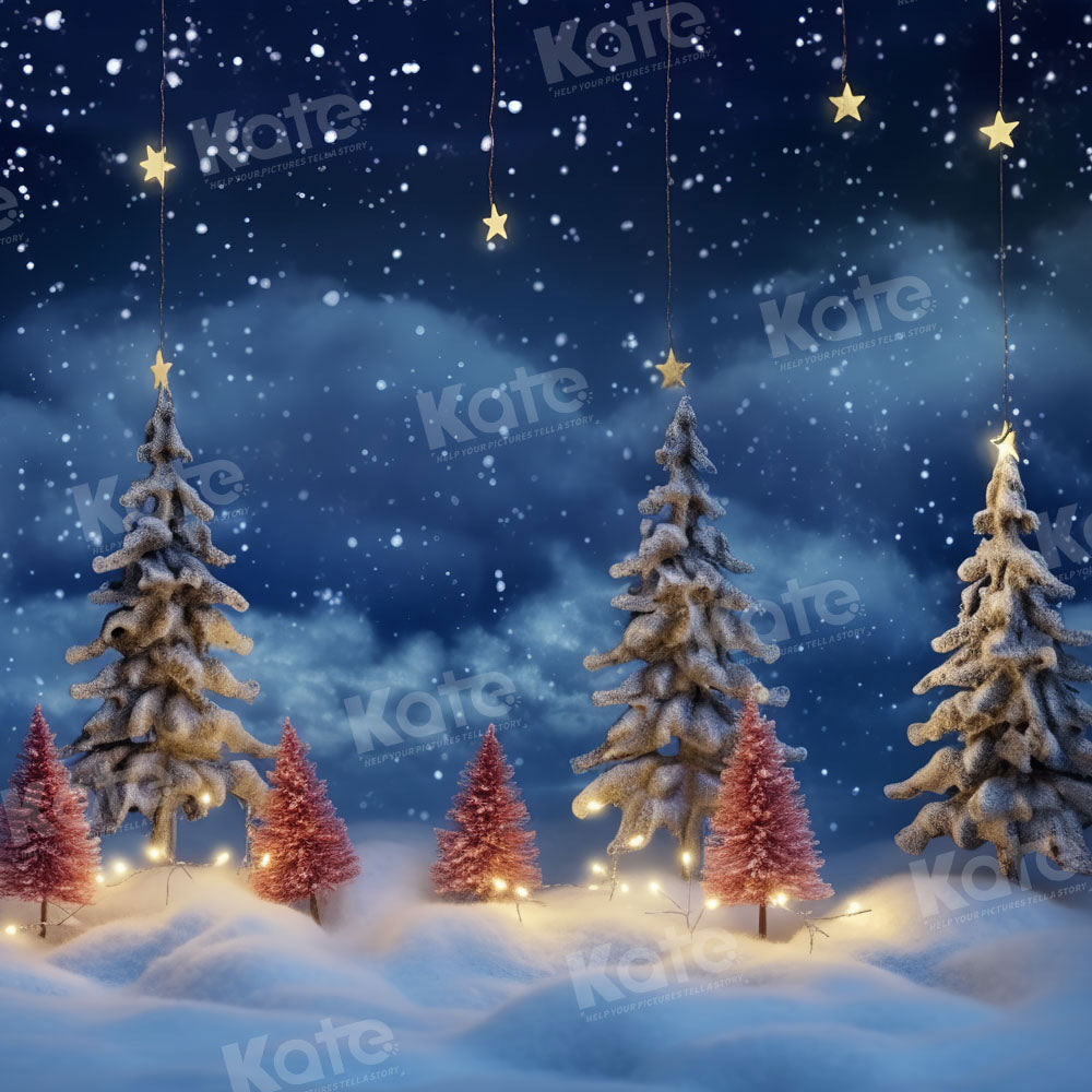 Kerstboomnachtster sneeuwlandschapontwerp ontworpen door Chain Photography