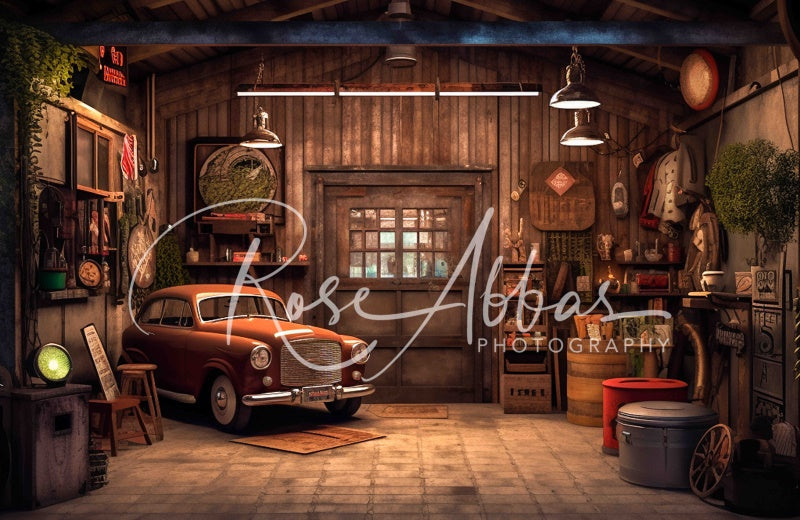 Kate Pet Vintage Car Garage Backdrop Designed By Rose Abbas