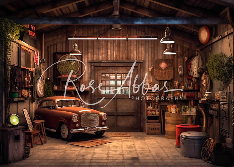 Kate Pet Vintage Car Garage Backdrop Designed By Rose Abbas