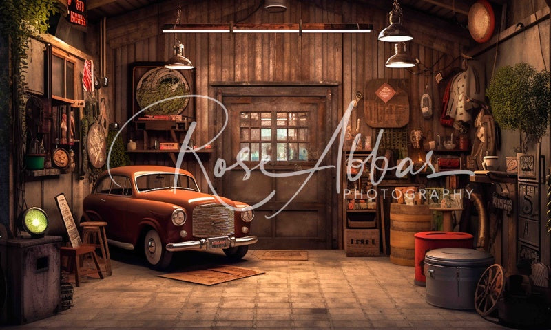 Kate Pet Vintage Car Garage Backdrop Designed By Rose Abbas