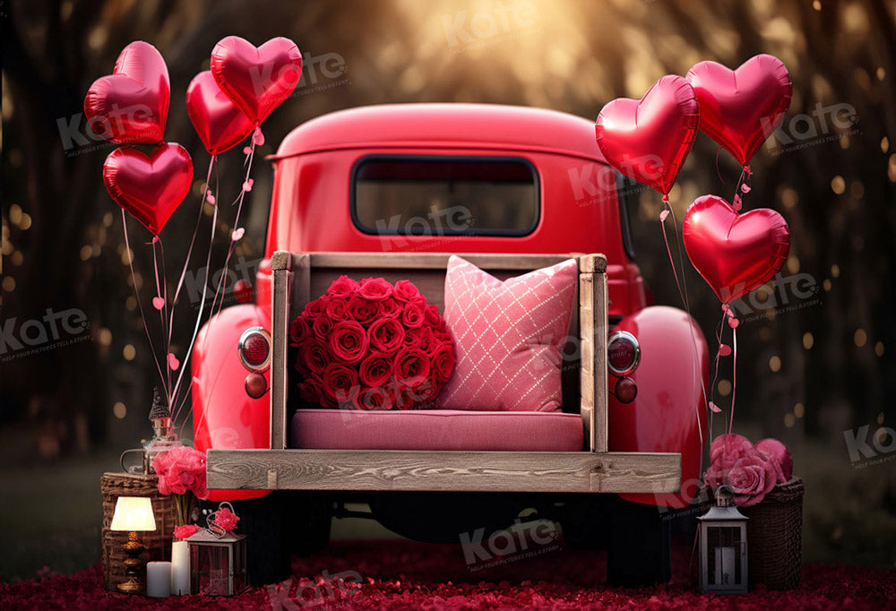 Pet Valentine's Day Love Ballon Truck Achtergrond Ontworpen door Chain Photography