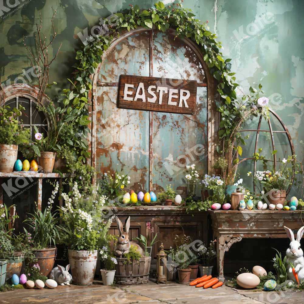 Paasgroene plant Peter Rabbit-achtergrond ontworpen door Emetselch