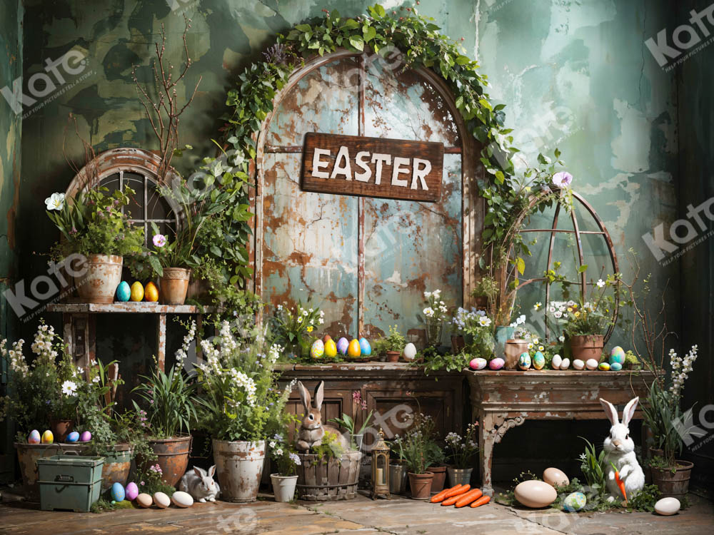 Paasgroene plant Peter Rabbit-achtergrond ontworpen door Emetselch