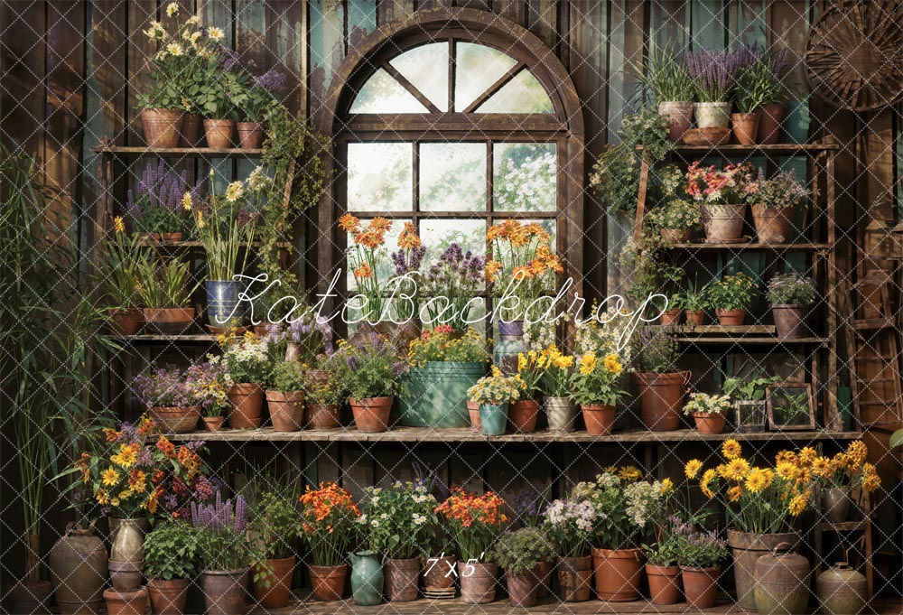 Lentegroene planten en bloemen raamachtergrond ontworpen door Chain Photography