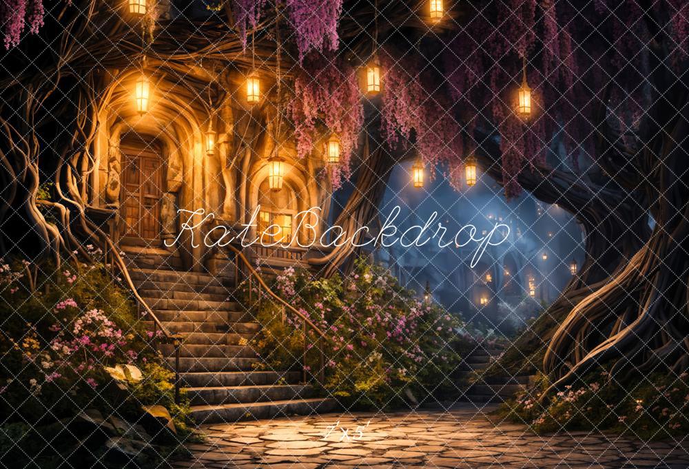 Lenteavondlichten boswerkhut achtergrond ontworpen door Chain Photography