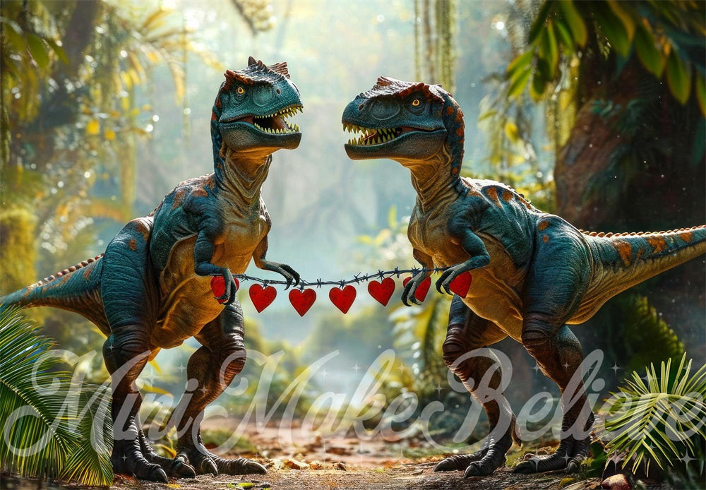 Sfondo di San Valentino per festa a tema Dino Velo progettato da Mini MakeBelieve