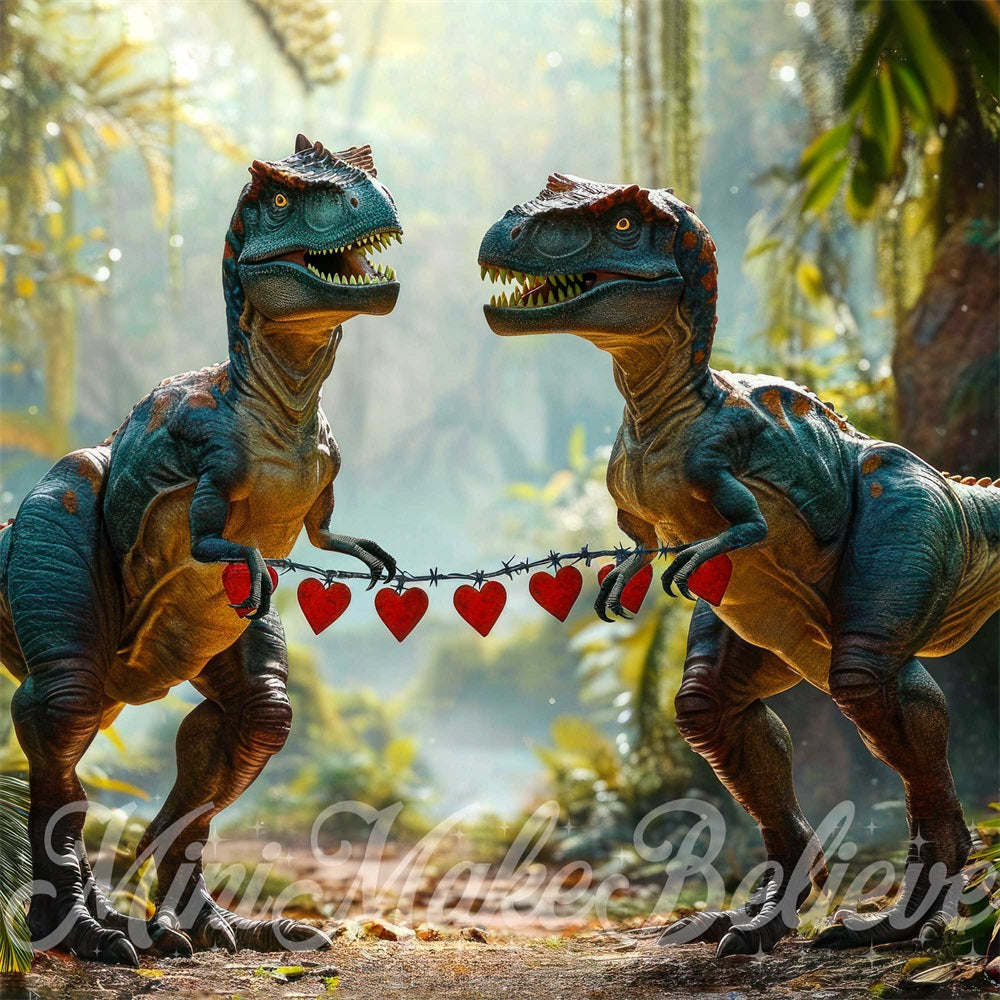 Sfondo di San Valentino per festa a tema Dino Velo progettato da Mini MakeBelieve