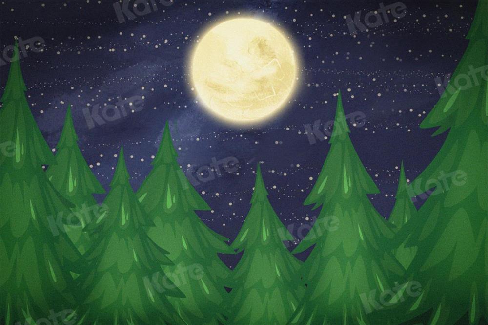 Kate Christmas Farm Night with Moon Backdrop Designed By Jerry_Sina - Kate Backdrop