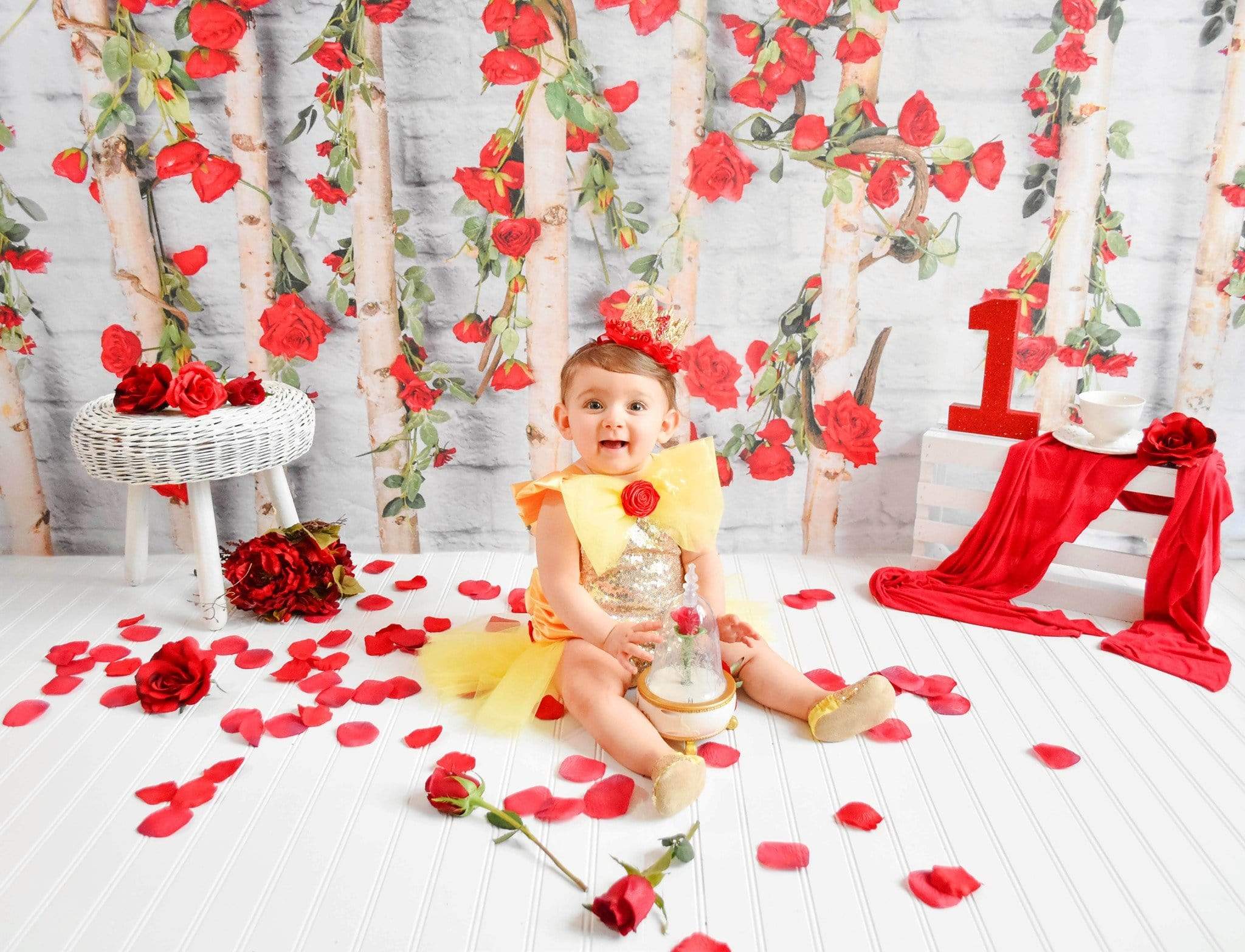 Katebackdrop鎷㈡綖Kate Valentines\Mother's Day Wooden Stick with Roses Backdrop Designed by Jia Chan Photography