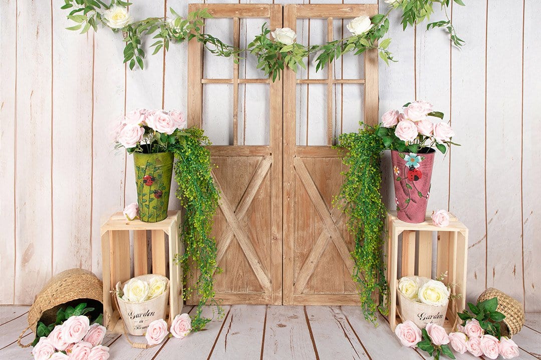 Kate Floral Barn Door Summer Backdrop Designed by Jia Chan Photography - Kate Backdrop