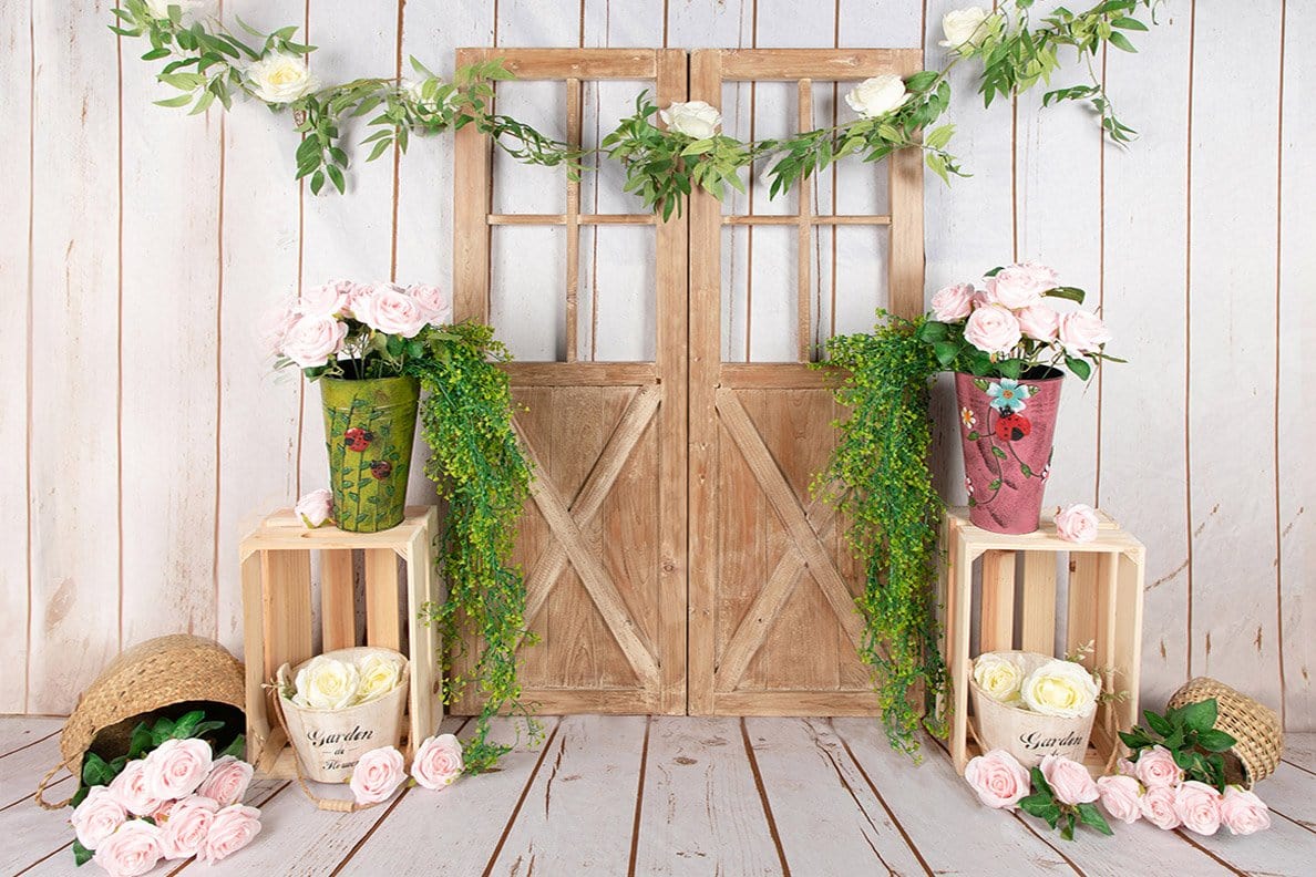 Kate Floral Barn Door Summer Backdrop Designed by Jia Chan Photography - Kate Backdrop
