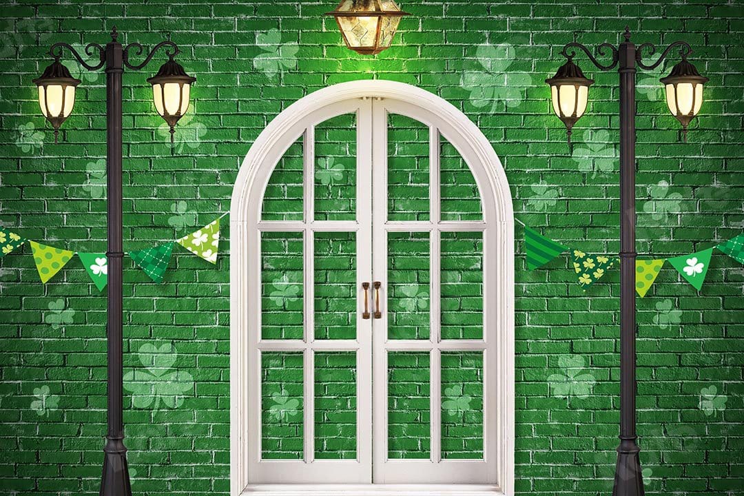 Kate St. Patrick's Day Shamrocks Window Backdrop Designed by Chain Photography - Kate Backdrop