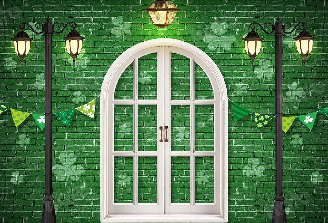 Kate St. Patrick's Day Shamrocks Window Backdrop Designed by Chain Photography - Kate Backdrop