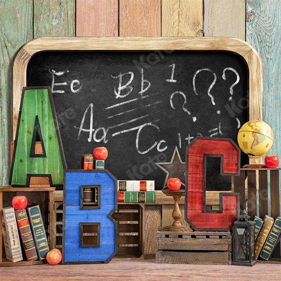 Kate Back to School Summer Blackboard Colorful ABC Backdrop - Kate Backdrop