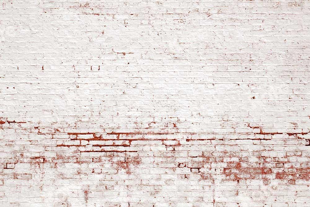 Kate Retro Distressed Brick White Wall Backdrop Designed by Kate Image - Kate Backdrop