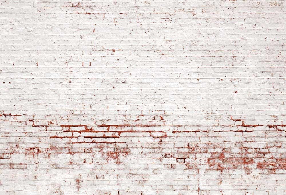 Kate Retro Distressed Brick White Wall Backdrop Designed by Kate Image - Kate Backdrop