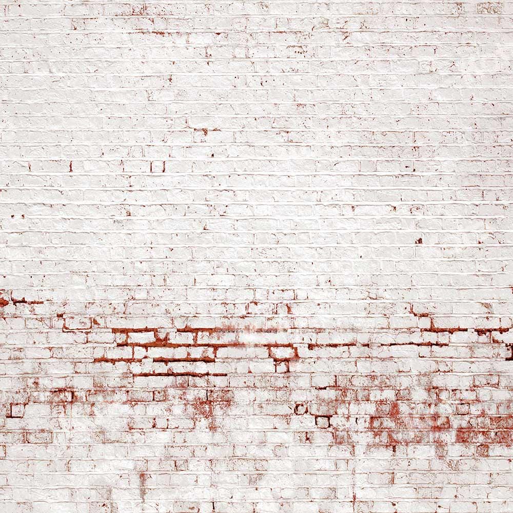 Kate Retro Distressed Brick White Wall Backdrop Designed by Kate Image - Kate Backdrop