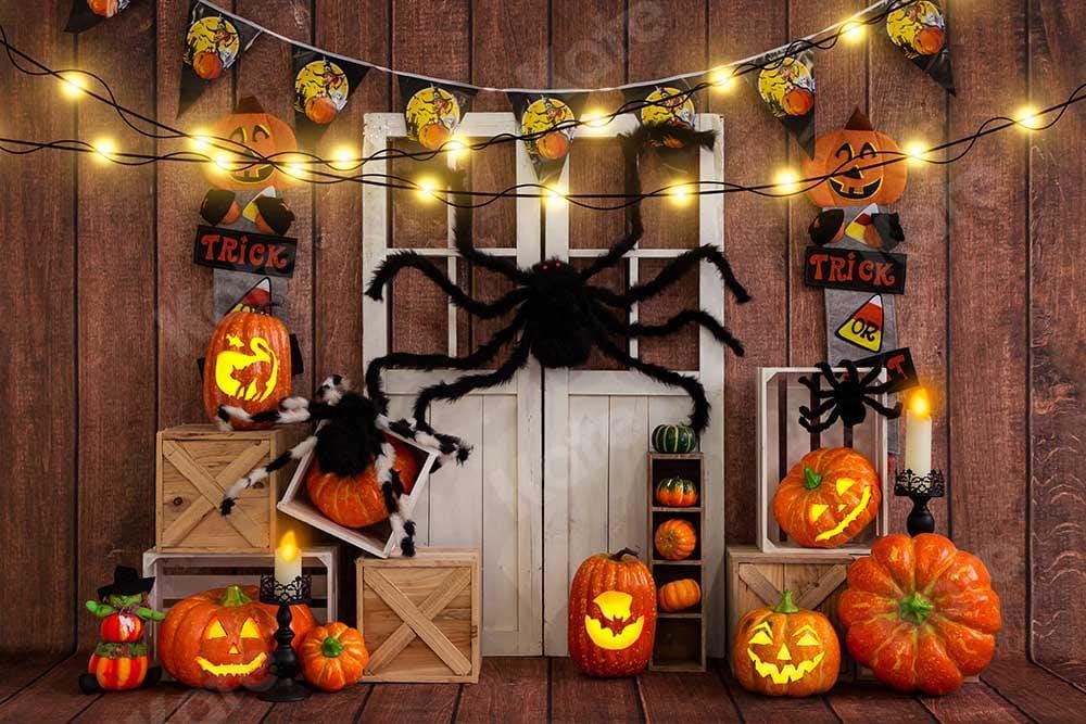 RTS Halloween Pumpkin Spider Thanksgiving Backdrop