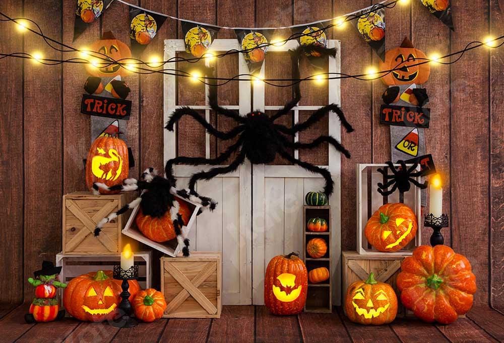 RTS Halloween Pumpkin Spider Thanksgiving Backdrop
