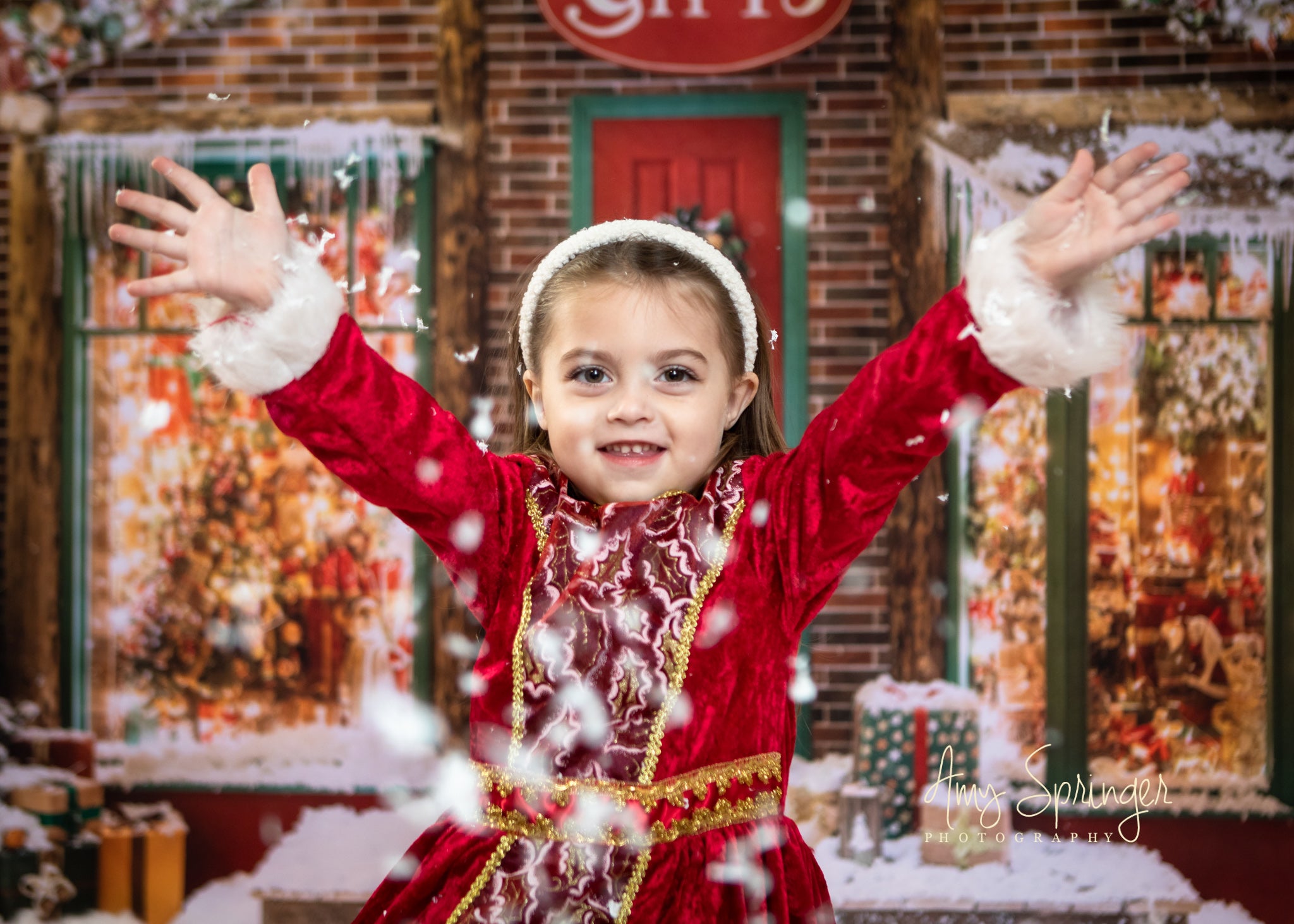 Kate Christmas Giftshop Decorations Snow Backdrop for Photography - Kate Backdrop