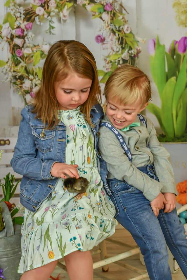 Kate Easter with Carrots and Rabbits Backdrop Designed By Rose Abbas - Kate Backdrop