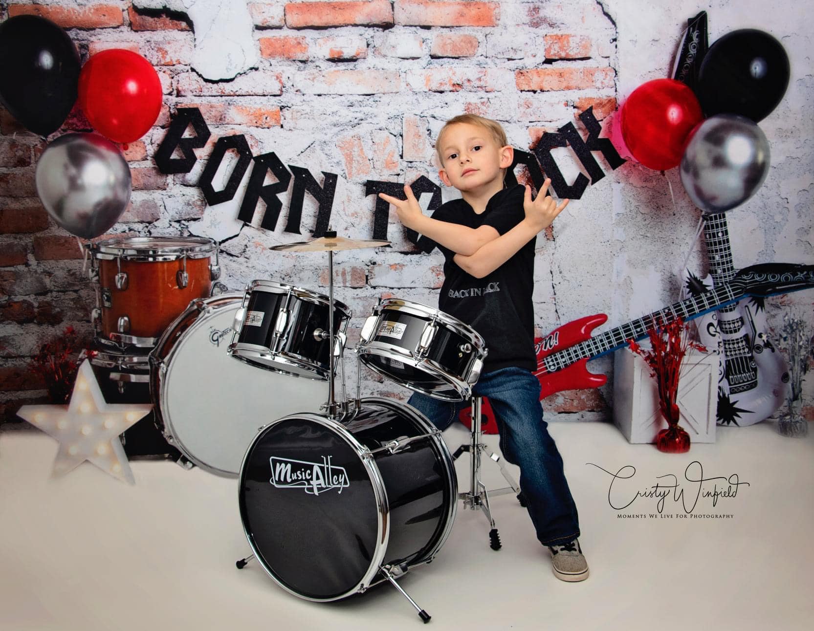 Kate Born to Rock with Guitar Children Backdrop Designed by Megan Leigh Photography - Kate Backdrop