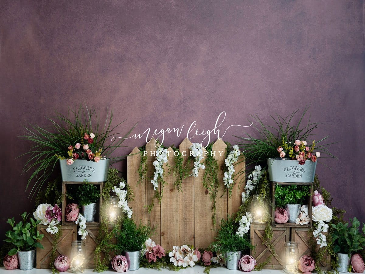 Kate Spring Garden Flowers Wood Fence Backdrop Designed By Megan Leigh Photography - Kate Backdrop