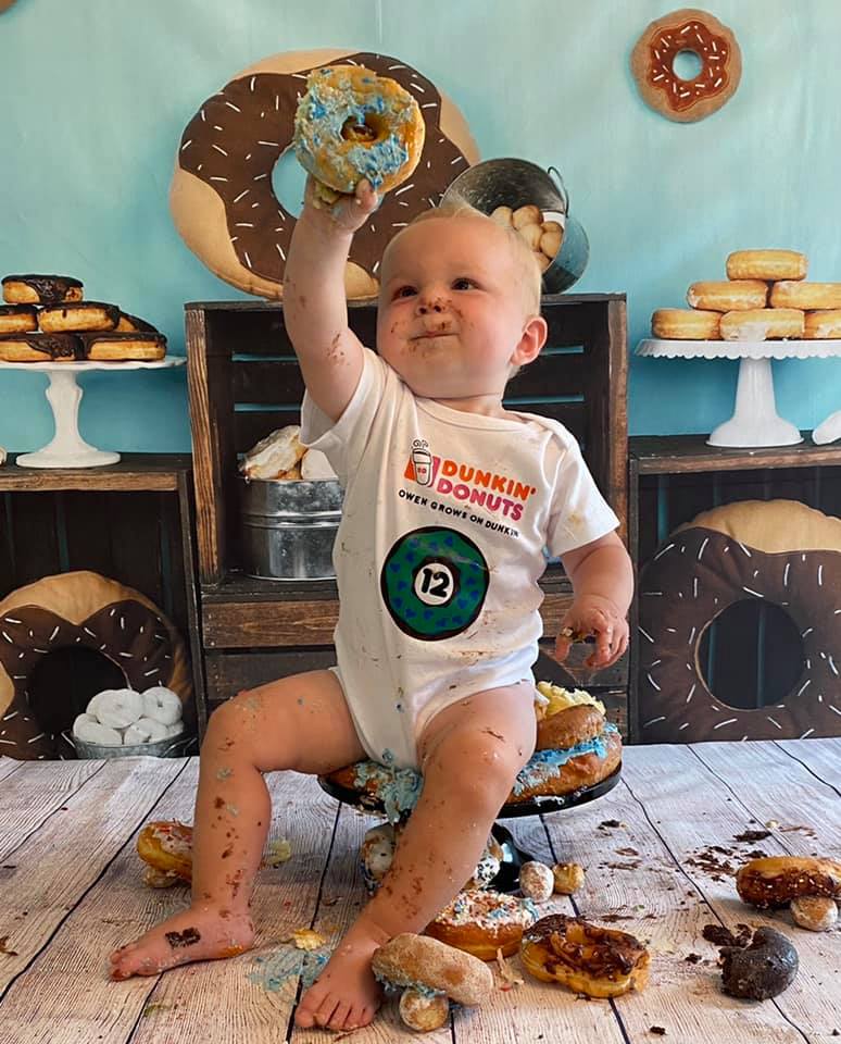 Kate Birthday Blue Donut Backdrops Designed by Arica Kirby - Kate Backdrop